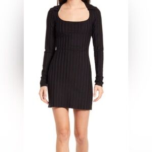 Reformation Vittoria black ribbed dress, small
